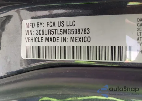 2021 Ram 2500 Limited 4X4 6'4 Box z USA, uszkodzony, nr VIN 3C6UR5TL5MG598783